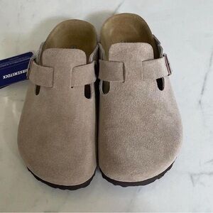 Birkenstock Boston Clogs Women's Taupe Size 8 Suede Slip-Ons
